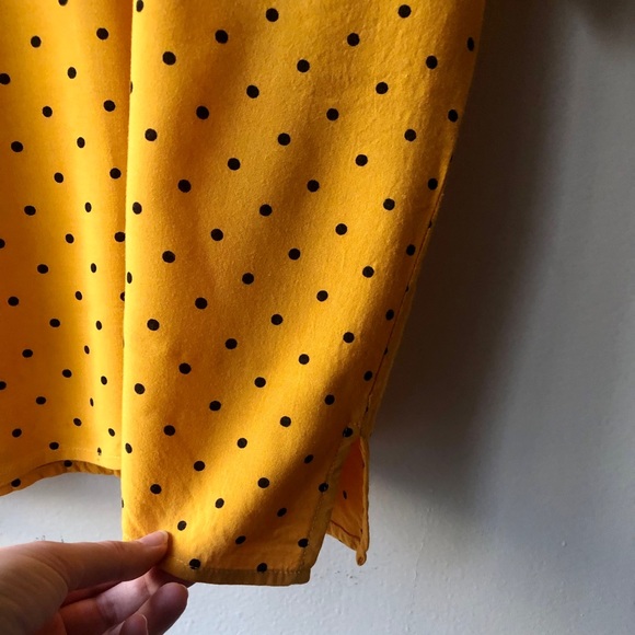 Vintage Rare Button Dwn Yellow Pockets PolkaDot T - Picture 6 of 8
